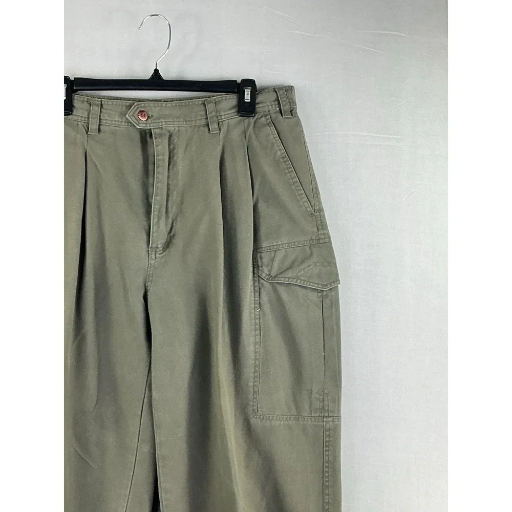 Falls Creek Cargo Pants Men's 36x30 Olive Green Relaxed Fit Cotton Utility